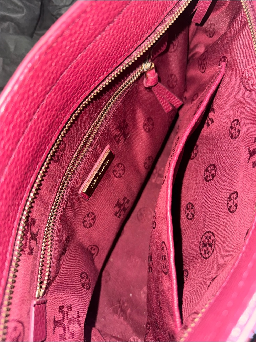 Tory Burch Pebbled Leather Tote Bag - Wine - Picture 5 of 6